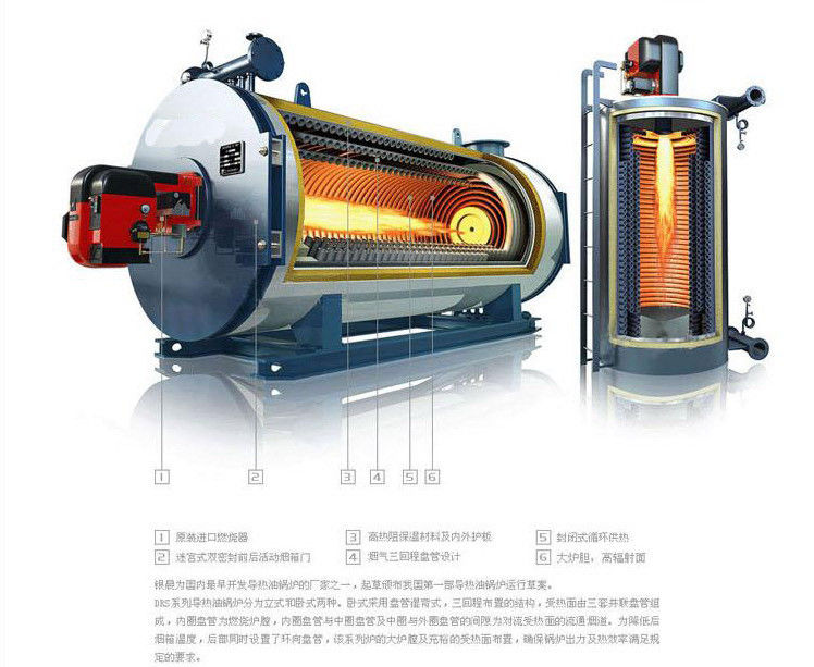 Horizontal Gas Fired Electric Thermal Oil Boiler 300kw For Wood , Less